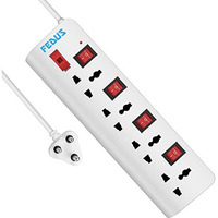 Fedus 5 Meter 16.4 Feet Long Extension Board With 4 International Socket Computer, Surge Protectors Spike Buster, 250 Volts, 6 Amp Max 1000 Watt Load, White