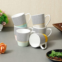 Femora Handcrafted Ceramic Coffee & Tea Cup Set Of 6, 160 Ml, Multicolor