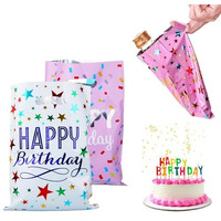 Guddy Bags - 20 Pcs Small Gift Bags For Boys And Girls - Party Returns - Foil - Medium Size (White & Pink)