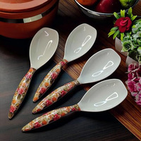 Vemlons Serving Spoon Long Handled Serving Spoon, Table Ware,Set Of 4 Piece Pure Melamine/Service Spoon, 24 Centimeter
