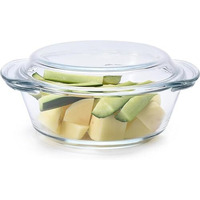 Femora Borosilicate Serving Bowl | 1 Year Warranty | Glass Casserole Set, Glass Bowl With Lid, Microwave Safe Bowl Set, Dishwasher And Freezer Safe, Deep Round (Pack Of 1-2000Ml)