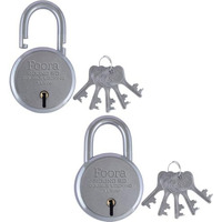 Foora Round 50Mm Lock With 5 Keys, Double Locking, 7 Lever Small Padlock  Ideal For Home, Gate, And Door Security Pack Of 2