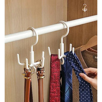 Wolpin Plastic (Set Of 2 Pcs) Clothes Hanger Wardrobe Storage Organizer Rack 360 Degree Rotating Cloth, Bag, Scarf Coat Claw Hook Hanger Multi-Purpose, White