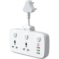 Hoteon Extension Board, Individual Switch Power Strip With 20W Fast Pd/Type C, 2500W 10A Extension Cord With 2 Universal Socket, 1 Qc3.0 Port & 2 Usb-A, Surge Protection For Home