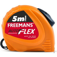 Freemans Autoflex 5M:19Mm Steel Inchi Pocket Measuring Tape With Unbreakable Abs Case, Auto-Lock Tape Blade And Press Release Button, Hand Strap And Belt-Clip