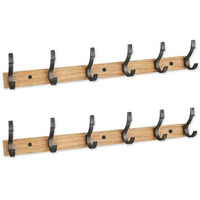 Docoss- Long Wooden Finish Cloth Hanger For Wall Door/Hooks For Clothes Hanging Bathroom Cloth Hangers Wall Mounted For Hanging Clothes,Shirt,Towel (Pack Of 2, Wooden)