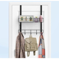 Konquer Times Heavy Duty Stainless Steel Over The Door Hook Hanger Organizer/Wall Hook Rack, No Drilling Required (With Basket)