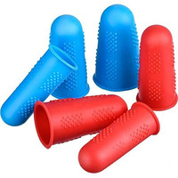 Anzailala Silicone Finger Protectors Finger Cover Caps Pack Of 6 Pcs Rubber Finger Caps Finger Pads With Assorted Sizes For Counting Collating Writing Sorting Task Hot Glue Gun And Sport Supplies-Red