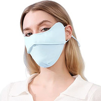 Palay Sun Protection Mask Face Cover For Women, Fashion Cooling Uv Mask Face Mask With Adjustable Ties, For Outdoor Sport Cycling Golfing - Washable, Reusable (Blue)