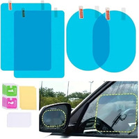 Sarte Car Anti Fog Film Car Rearview Mirror Films Anti-Rain Fog Waterproof Anti-Glare, Anti-Scratch Pet Material Film Accessories (2 Pcs Oval + 2 Pcs Square) Combo Pack