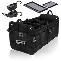 Double R Bags Polyester Multi Compartments Collapsible Portable Car Accessories For Trunk Dicky Boot Organizer Storage Garage Sedan Suv Cars Minivan Cargo Gift Kids Toy 2020 (Black) - Automobiles