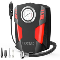 Costar Tyre Inflator For Car, 150 Psi Portable Air Compressor, 12V Dc Electric Air Pump With Led Flash Light, Multiple Nozzles For Bikes, Bicycles & Balls