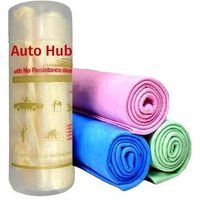 Auto Hub Leatherette Ultra Absorbent Car Cleaning Chamois Cloths - (Assorted, Small ) - Pack Of 3.