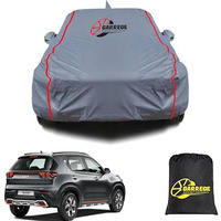 Garrege Waterproof Car Cover For Kia Sonet With Free Storage Bag Leather Coated Exterior Inner Heavy Fabric Blue Piping Desing Lifetime Lasting With Full Bottom Elastic