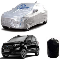 Garrege Waterproof Car Body Cover For Ecosport With Mirror & Antenna Pockets With Bag & All Weather Proof Outdoor Car Covers Rain Snow Uv Dust Protection Silver Colour With Black Piping