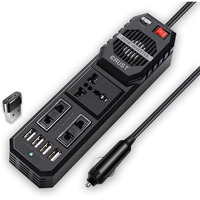 Crust N80 Car Laptop Charger Power Inverter 200W; 12V Dc To 220V Ac, 3 Ac Outlets, 4 Usb Ports + 15W Type C Adapter, Rapid Cooling Fan, External Fuse, 6 Layers Of Protection