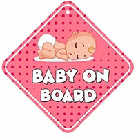 Cvanu Kids Sticker Baby On Board Sleeping Child/Baby Vehicle Decal, Window Hanging Safety Sign For Car - Pink Colour Size(6Inch X 6Inch) (Pack Of 2)