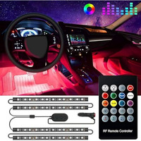 Eltron Turbo Car Atmosphere Led Lights 4Pcs 48 Led 12V Multicolor Strip Lights Wireless Car Interior Music Sync Interior Ambient Lighting For Footwell Dashboard Doors Customizable Car Atmosphere Light