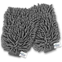 Max Microfiber Car Wash Chenille Mitt Gloves (2 Pcs, 2400 Gsm, Xl Size 26X19 Cm, Grey) Double Sided, Super Absorbent Gloves For Cleaning, Washing And Dusting Car, Home, Kitchen And Office