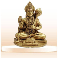 Yadava Resin Handcraft Car Dashboard Bahubali Hanuman Ji, Hanuman Ji Murti For Home,Office Sankat Mochan Balaji Bajrangbali Idol For Pooja Temple Showpiece Vastu Gift Decoration (Gold), 6 Cm