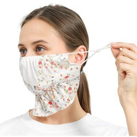 Palay Face Mask For Women, Upf Sun Protection Mask, Floral Print Face Cover For Women, Breathable Reusable Face Mask For Bikers, Driving, Cooking (Extender Front Hem, Adjustable Earloop)