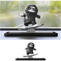 Puji Skateboarding Bear Car Dashboard Decorations,Slidable Cute Car Accessories Interior And Car Dashboard Accessories Ornaments,Kawaii Anime Car Accessories For Women Interior (Black)