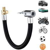 Sthira 9.8-Inch Rubber Flexible Tyre Inflator Extension Hose Pump Adapter With Deflation Valve, Quick-Connect Fitting For Cars, Motorcycles, Bicycles Universal Compatibility, Durable And Easy To Use