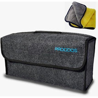 Proodos Car Accessories Car Boot Organizer With Microfiber Cloth Suitable For All Vehicles Car Organizer Anti-Slip Car Trunk Organizer | Polyester | Black