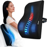 Lunex Premium Car Seat Back Support, Car Backrest Cushion & Lumbar Support For Car & Office Chair  Ergonomic Comfort For Driving & Sitting | Black