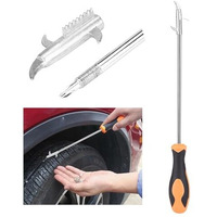 Tyre Stone Remover Tool, Fapiwen Multipurpose Car Tire Stone Remover Hook, Tire Cleaning Hook, Tyre Stone Picker For Motor Bike Truck Car, Wheel Remover Stone Hook With Solid Rubber Handle
