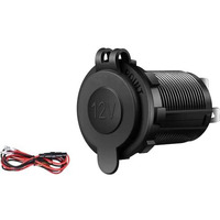 Skypearll 12V Waterproof Cigarette Lighter Socket Usb Charger Socket Adapter Car Power Outlet Socket For Tablets, Cellular Phones- (Black)