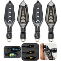 Eltron Turbo Imported Waterproof Flexible Arrow Running Style Blinker Bright Led Indicators Universal For All Bike Models Motorcycle Turn Signal Lights (Pack Of 4, Yellow And Blue)