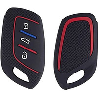 Keycare Silicone Key Cover Compatible For For Mg Zs Ev, Astor 3 Button Smart Key.(Black)