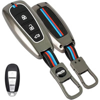 Coll Of Fest Metal Silicon Key Cover Compatible With Maruti Suzuki Baleno Ciaz Vitara Brezza S Cross Swift Ignis & Toyota Urban Cruiser 3 Button Key Visibility In Low-Light Condition (Black)