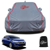 Garrege Honda City Waterproof Body Cover For Car With Mirror And Anteena Packets 150 Gsm Grey Fabric With Piping Style All Weather Protection Car Cover