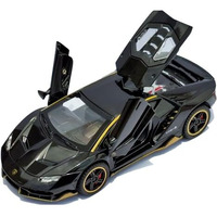Zippity Zap Zippityzap Lamborghini Car Toy - Black 1:32 Scale Die-Cast Metal Model, Pull Back Action, Openable Doors, Led Lights, Realistic Engine Sound For Kids, Boys & Girls