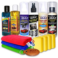 Max Premium Car Care Kit - Basic (Pack Of 6 Items Of 200 Ml Each, 3 Pcs Microfiber Cloth 350 Gsm, 4 Pcs Foam Applicators) For Car Cleaning, Washing, Conditioning, Rubbing And Polishing