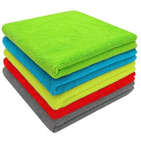Kangaroo Microfiber Cloth Multicolor Pack Of 5-40X40 Cm, 350 Gsm, Lint-Free, Streak-Free Multipurpose Towel For Automotive Microfibre Towels For Car Bike Cleaning Polishing Washing & Detailing