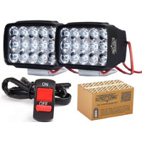Eltron Turbo Elt541Ygrt Original Imported 12V Dc Power Waterproof 15 Led Fog Head Lamp, Bar Light Off-Roading Universal For All Motorcycle, Bikes, Scooty (Pack Of 2, Free On/Off Switch, White)