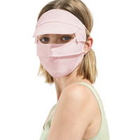 Sannidhi Full Face Mask For Women Sun Protection, Face Cover Upf 50+ Face Mask For Bikers With Detachable Brim, Reusable Summer Cool Ice Silk Face Mask For Running, Hiking (Pink)