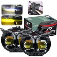 Eltron Turbo 1 Years Warranty Owl Shape Imported Fog Led Light 12V-24V 110W Dc, Heavy Aluminium Material Yellow And White Beam Off-Roading For All Motorcycle, Scooty, Car (Pack Of 2 With Switch)