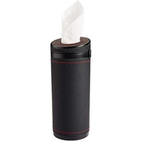 Automaze Pu Leather Plus Abs, Car Cylindrical Cup Holder Tissue Holder Box With 3 Ply 40 Pulls Tissues (Black)