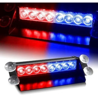 Automaze Red/Blue 8-Led Car Dashboard Strobe Flasher Police Light 3 Modes For All Cars