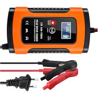 Pesoma Fully Automatic Car Battery Charger 5A 12V, Battery Charger For Car, Bike & Maintainer- Eu Plug For Battery Including Calcium Batteries-Led With Flickering Tinted Glass Controller Pack Of 1
