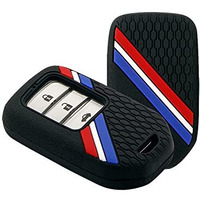 Keyzone Striped Silicone Compatible For Honda City, Civic, Amaze, Elevate, Wr-V, Accord, Br-V, Cr-V, Mobilio, Jazz, Brio Smart Key (Black)
