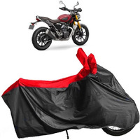 Ridershine Waterproof Tested Bike Cover For Triumph Scrambler 400X | With Storage Bag | Waterproof | Dust Heat Protection | 5-Thread Interlock Stitching | Motorcycle Cover Bike Accessories(Black Red)