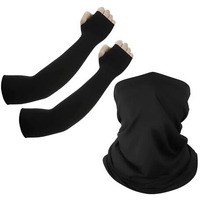 Zensoo Bamboo Bandana & Arm Sleeves Combo | Uv Sun Protection For Bikers & Athletes | Breathable Face Mask, Neck Gaiter & Cooling Sleeves (2)