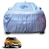 Garrege Triber Body Cover Waterproof With Mirror And Antenna Pocket And Soft Cotton Lining For Car (Full Bottom Elastic Triple Stitched) (Metallic Silver) Blue Piping Style