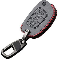 Autofrill Leather Car Key Cover Compatible For Hyundai I20 Active | I20 Elite | Aura | Venue | Xcent | I10 Grand | I10 Nios 3 Button Flip Key (Black) (Compare Key Shape & Key Blade Before Ordering)