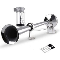 Automaze Air Horn 12V 150Db Super Loud Train Horn Kit ,Train Pressure Horn For Truck With Air Compressor, Air Horn Complete Kits For Trucks, Cars And Bikes (Chrome)